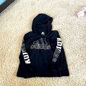 Boys adidas size 5 black hooded long sleeve shirt